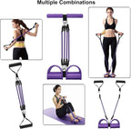 Pedal Resistance Band, 4-Tube Elastic Pull Rope, Sit-up Equipment, Yoga Strap Bodybuilding Expander, Exercise Bands, Fitness Equipment for Abdomen, Waist, Arm, Leg Stretching Slimming Training