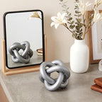 Yalikop 3 Link Wood Knot Decor Rustic Home Décor Accents Hand Carved Coffee Table Decoration, Boho Chain Link Decoration, Modern Shelf, Rustic Objects for Home Living Room Bedroom (Silver)