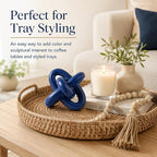XMGZQ Blue Knot Decor for Coffee Table Book,Chain Link Decor for Bookshelf Entry Table TV Stand,Navy Knot Sculpture for Home Living Room,Object Decoracions para sala,adornos para sala Modernos