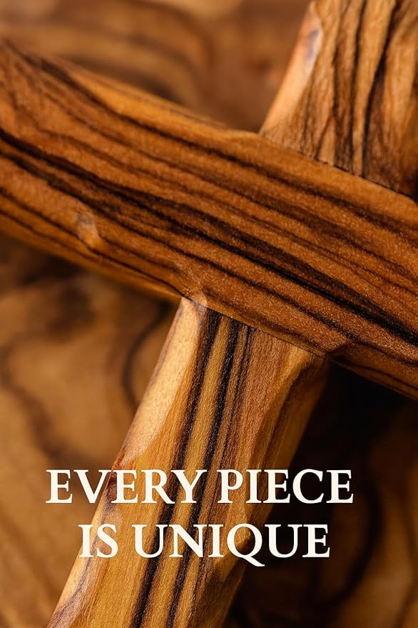 Zuluf Wall Hanging Olive Wood Cross | Hand Carved Cross | Olivewood Christian Wall Cross With Holy Land Certificate | Ideal Gift for Home Decoration, Weddings and Home Office 20cm / 7.8" CRS051