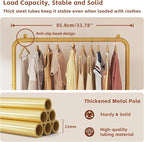 JIUYOTREE Standard Clothes Clothing Garment Rack with Storage Shelves Clothes Organizer for Hanging Clothes Coat Jacket Shirt Sweater Jeans Gold