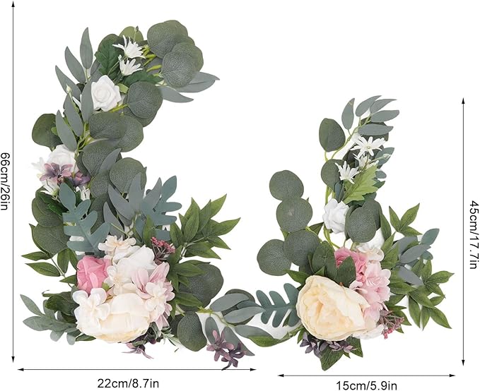 2pcs Top ABS Hanging Flower Swags - Lifelike Artificial Decorative Arch Flowers for Wedding, Party, Photography & Outdoor Events