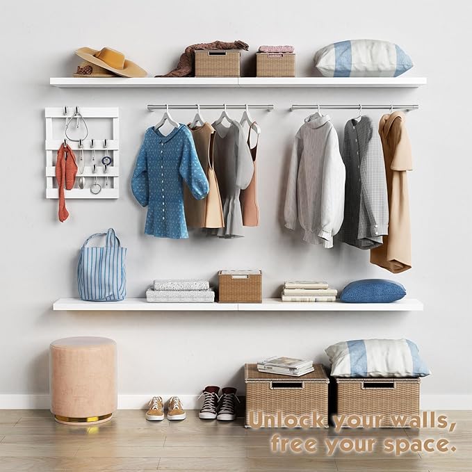 Forbena White Floating Shelves for Wall 36 Inches Long, Modern Wall Shelf for Living Room Decor, Large Deep Floating Shelf for Bedroom Home Office Closet Laundry Room Bathroom (3-Pack)