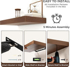 Venusmiles Floating Shelves for Wall, 24 Inch Wide x 12 Inch Deep Floating Shelves, Long Wood Floating Wall Shelf Shelves for Living Room Bathroom Bedroom Kitchen Home - (Walnut, 24" W x 12" D x 2" H)