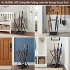 Folding Umbrella Storage Stand Rack Holder Organizer Bin for Entryway Home Commercial Office Décor with Drip Tray