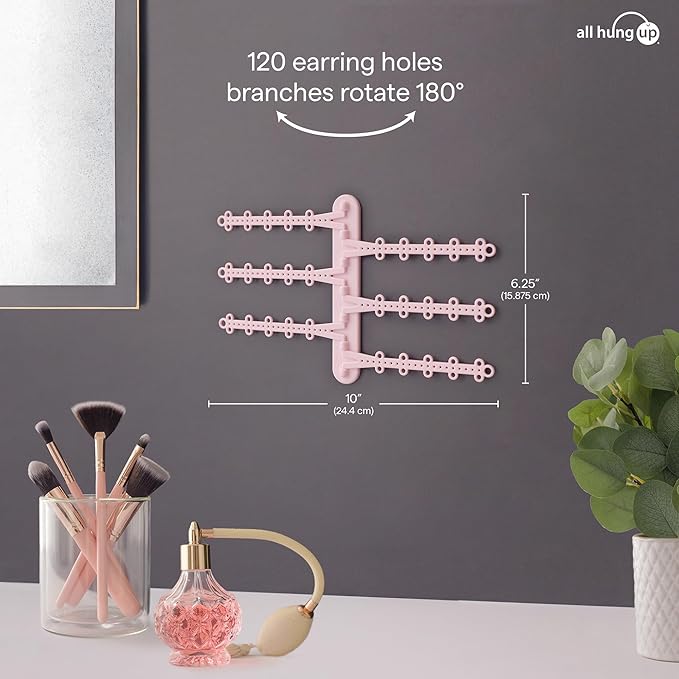 6-Tier Wall Jewelry Organizer Wall Mounted Jewelry Organizer Earring Holder Wall Mount Hanging Necklace Organizer Jewelry Hanger Hanging Necklace Holder Organizer Display (Pink)