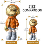 Dosker Small Astronaut Statues Mini Spaceman Sculpture Polyresin Arts Gifts Orange Figurine Ornament Room Decor for Men,Home and Desktop Accessories Tabletop Decoration, Living Room, Office, Bookshelf