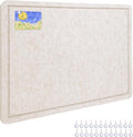 Thboxes Bulletin Board, 24" x 18" Foldable Cork Board Felt Pin Boards with 30 Pushpins Self-Adhesive Photo Decorative Felt Boards for Walls, Office, School, Classroom, Home, Bedroom - Oatmeal