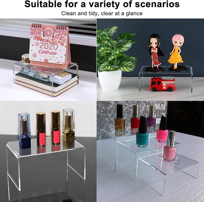 Cerpourt 2 Sets Acrylic Display Risers(4",5",6") Product Stand ((4"x5"x6") Clear Risers)