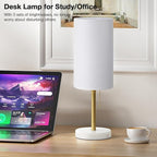 Dicoool Tall Bedside Table lamp for Bedroom - Luxury Marble Base & 3 Color Temperatures Bedside Lamps, Pull Chain Gold Table Lamps, White Nightstand Lamps for Living Room/Guest Room