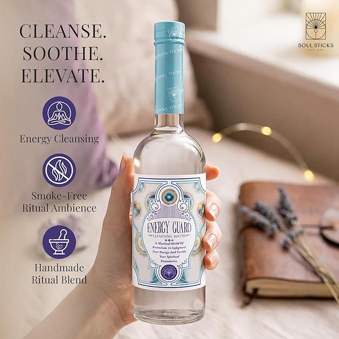 SOUL STICKS Cleansing Water 7.5 oz. Bottle for Rituals, Clearing Negative Energy and Purifying Home Spiritual Florida Water Area Deodorizer (Energy Guard)