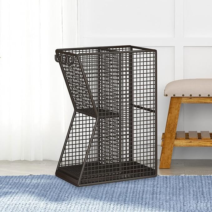 Umbrella Stand Rack Umbrella Holder Bin Large Capacity with Drip Tray Metal Storage Container Umbrella Stand Holder for Hotel, Black