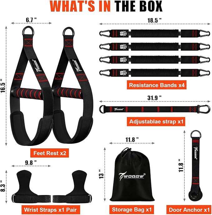 Upgraded Pull Up Assistance Bands, Heavy Duty Resistance Bands with Handles, Exercise Band with Door Anchor, Adjustable Workout Band Set for Pull Up Bar, Full Body Strength&Muscle Training, Home Gym