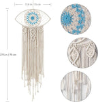 LOMOHOO Large Boho Dream Catchers Evil Eye Macrame Wall Hanging Woven Dream Catcher for Bedroom Home Dorm Room Ornament(Beige)