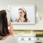 Bathroom Mirror for Over Sink,22x30Inch White Thick Anti-Rust Metal Frame, Rectangle Decorative Wall Mirror with HD Tempered Glass, Horizontal or Vertical Mount for Vanity, Bathroom,Living Room