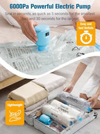 Vacuum Storage Bags with Electric Pump, New Air Valve Combo 22 Pack Compression Bag, Space Saving Vacuum Sealer Bag for Clothes, Blanket, Duvets, Pillows, Comforters, Travel, Two Compressing Ways