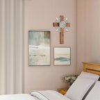 SOFE Rustic Crosses Wall Decor with Metal Floral - Large Wall Crosses for Home Decor - Hanging Decorative Crosses Wall Decor - Spiritual Art for Church Religious