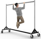 HOKEEPER Commercial Z Base Garment Rack Hold 500LBS Heavy Duty Clothing Rack Adjustable Rolling Clothes Rack for Hanging Clothes Racks on Wheels Portable Z Rack, Chrome Finish