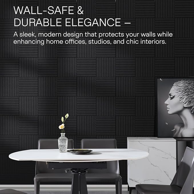 MaxGear Large Cork Boards for Walls 36" x 24", Black Felt Bulletin Board Tiles for Office Decor, 6 Pack Felt Wall Tiles with Slat Paneling, Push Pin Board Home Wall Organizer