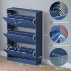 Shoe Cabinet with 3 Flip Drawers, Hidden Wood Shoe Cabinet,Freestanding Shoe Storage Cabinet for Entryway Hallway. 47.2" H*31.5" W*9.45" D