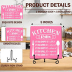 DETIHO Rustic Kitchen Decorations Above Cabinets, Pink Kitchen Counter Decor, Farmhouse Wooden Signs and Plaques for Home Dining Room Tabletop - G08