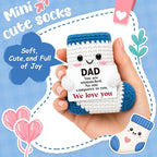 Belatelove Funny Fathers Day Dad Gift from Daughter Son, Handmade Crochet Sock Doll Father's Day Birthday Gift for Dad, Cute Small Gifts for Dads Papa New Bonus Stepdad Desk Decor