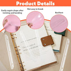 100 Pcs Clear 3 Hole Punched Magazine Holders, 11.9x1.1 Inch Plastic Binder Insert Strips for 3 Ring Binders, File Book Craft Paper Organizer