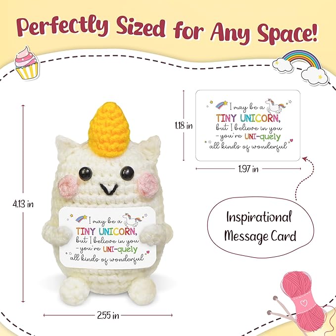 OASSIE Kindergarten Graduation Gifts for Kids - Positive Crochet Animals Unicorn Plush - 6 7 8 9 10 11 12 Year Old Birthday Preschool Teen Girl Gifts Trendy Stuff for Kids Teens Sister Daughter