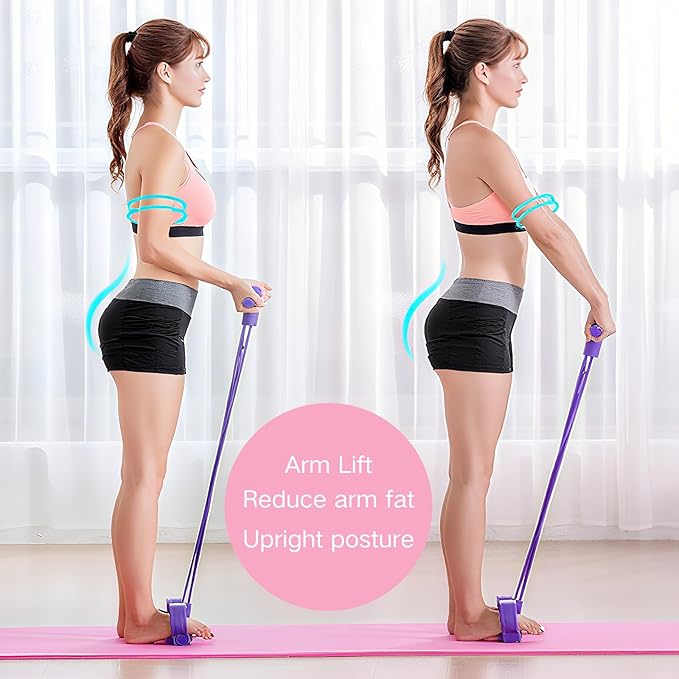 Fitness Resistance Bands Set with Handles & Ankle Straps - 4 Tube Exercise Bands for Arm, Leg, Strength Training, Stretching - Home Gym Workout Equipment