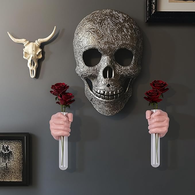 2 Pieces Wall Sculptures, Hands Vase Home Decor, Wall Mount Art Sculpture, Unique Wall Art Statue, Funky Flower Vase Decorations, Modern Eclectic Hanging Decor,Hands Statue (Pink(L+R))
