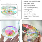 H&D HYALINE & DORA Colorful Crystal Seashell Figurine Collectible,Glass Shell Figurine with Pearl for Wedding Gift Table Decor