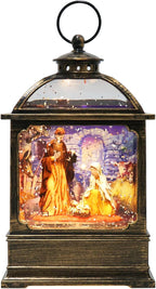 Christmas Snow Globe Lantern with Nativity Music Songs & 6H Timer Water Snow Globe Lantern USB & Battery Operated for Christmas Festival Decorations Gifts (Nativity)