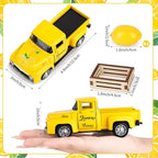 Lemon Truck Decor Vintage Metal Truck Tiered Tray Decor Lemon Party Decorations Summer Farmhouse Yellow Car with Mini Fake Lemons for Home Kitchen Tabletop Centerpiece Supplies