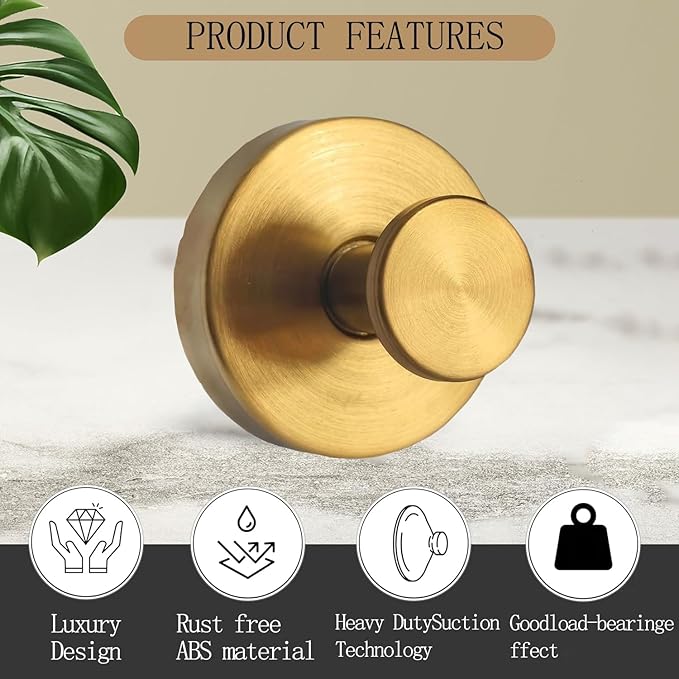Gold Wreath-Hanger, Strong Stainless Steel Suction-Cup-Wreath-Hooks, 2 Pack Wreath-Door-Hanger Fall Halloween Christmas Decorations, Welcome Sign for Front Door Indoor Outdoor, Reusable Holder