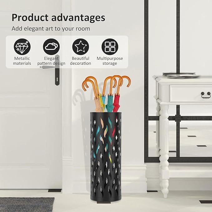 Umbrella Holder for Entryway,Metal Organizer Standing - 15x15x42cm Umbrella Stand Rack Bin - for Indoor Living Room Entryway Hallway Balcony Office Hotel Reception Lounge Restaurant