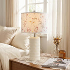 PoKat 23'' Table Lamp with Flower Lampshade for Night Stands, Birthday Gifts for Women Mom, House Warming Gifts New Home Decor, Ceramic Lamp for Living Room, Modern Bedroom Lamp for Nursery