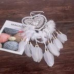 Skreened Christmas Lights，Fashion Handmade LED Light Dream Catcher with Feather Love Heart Dream Catcher Night Light Home Bedside Wall Hanging Home Party Wedding Decoration Gift (White)