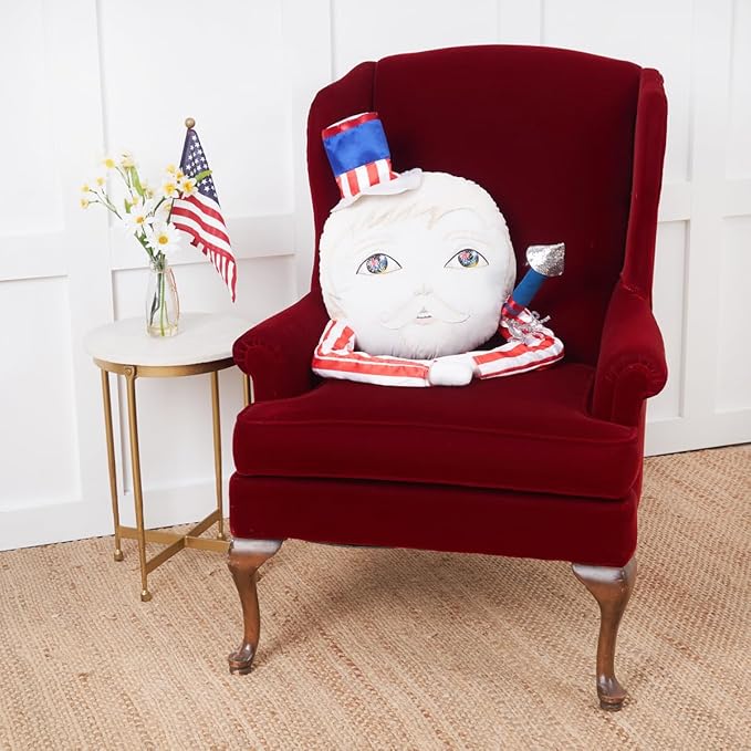 GALLERIE II Sammy Baby Zombinaland Soft Decorative Figurine Doll Pillow 4th of July Patriotic Home Living Room Shelf End Table Couch Sofa Chair Decor Decoration Red