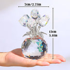 Arikyrist Crystal Clear Rose Bouquet Figurine with Round Vase, Glass Rose Flower Romantic Gifts for Women Mom on Birthday, Collectible Decoration Table Centerpiece for Home