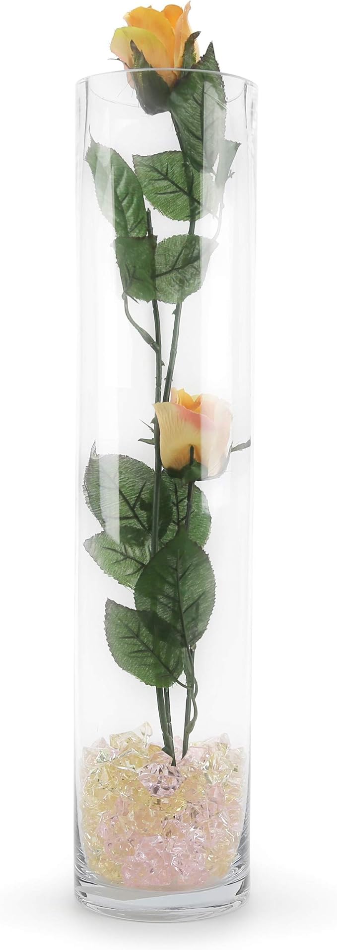 WGVI Quality Thick Weighted Tall Clear Cylinder Glass Vases, 4" W x 18" H, Flower Arrangement Floating Candle Holders Wedding Centerpieces Event Floral Container Display Decor, Bulk Wholesale, 6 Pcs