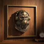 JJALIGHTS Exquisite Resin Animal Head Wall Sculpture (Gift Metal Frame) - Imitation Copper Vintage Decor for Living Room, Bedroom & Office | Decorative Wall Hanging Art (Bigfoot)
