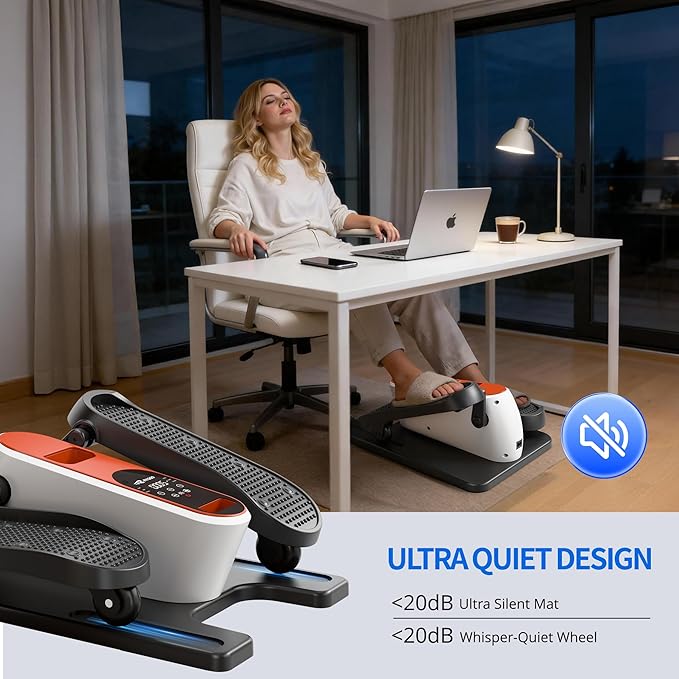 Elliptical Leg Exerciser with Electric Seated Pedal, Under Desk Elliptical Machine for Home & Office, Manual & Auto Mode, Forward & Reverse,12 Adjustable Speeds Leg Exerciser for Seniors
