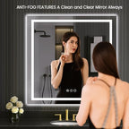 LOAAO 40"X40" LED Mirror for Bathroom, Lighted Bathroom Mirror with Lights, Anti-Fog, Dimmable, Memory Function, Clear Reflection
