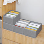 Qozary 4 Pack Drawer Organizers for Clothing, 8 Grids Foldable Closet Organizers and Storage Bins for Bedroom, Dresser Organizer Boxes for Thin T-shirts, Tank Tops