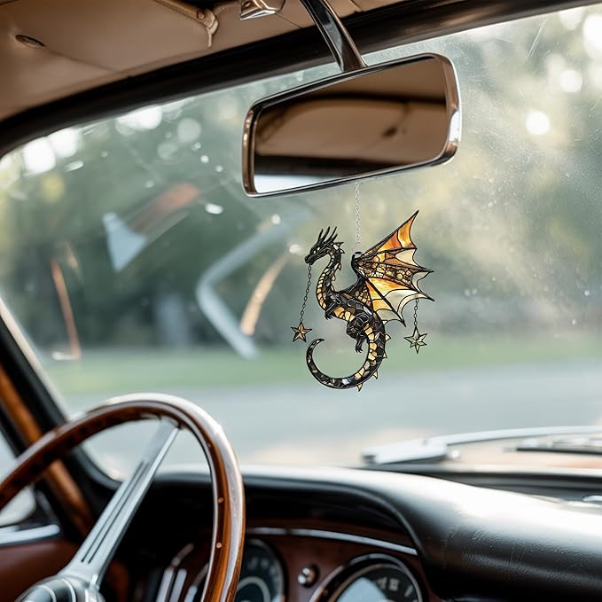 Stars Dragon Acrylic Suncatcher, Boho Suncatchers for Window Hanging Ornament, Stained Glass Effect Indoor Outdoor Garden Decor for Fantasy Lover, Gifts for Mother's Day, Mom, Grandma, Wife, Women