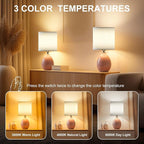 Dawnwake 18.5" Table Lamps Set of 2 for Living Room Bedroom, Bedside Lamps for Night Stands, Desk Nightstand Lamp Dimmable, Modern Linen Ceramic Lamps，Pink