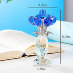 Movdyka Blue Rose Crystal Flower Figurine with Vase Glass Rose Gifts for Women Wife Girlfriend Mom Collectible Home Table Decor for Mother's Day Birthday Wedding Anniversary