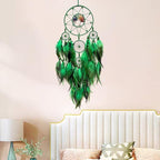 Green Large Dream Catcher Wall Decor Crystal Tree of Life Dream Catchers Handmade Feather Dreamcatcher Wall Hanging Ornament for Bedroom Living Room Home Decor