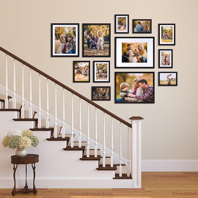 Lyeasw 8.5x11 Picture Frame Black 15 Pack, Display 8.5x11 Certificate with Mat or 11x14 Picture without Mat, Multi Award Diploma Document Frame for Wall or Tabletop