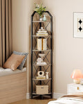 CHOEZON 6-Tier Corner Shelf, Industrial Corner Bookshelf, 71.2" Corner Storage Stand, Plant Stand Display Shelf, Corner Bookcase for Bedroom, Living Room, Home Office, Greige and Black TCJ11BG